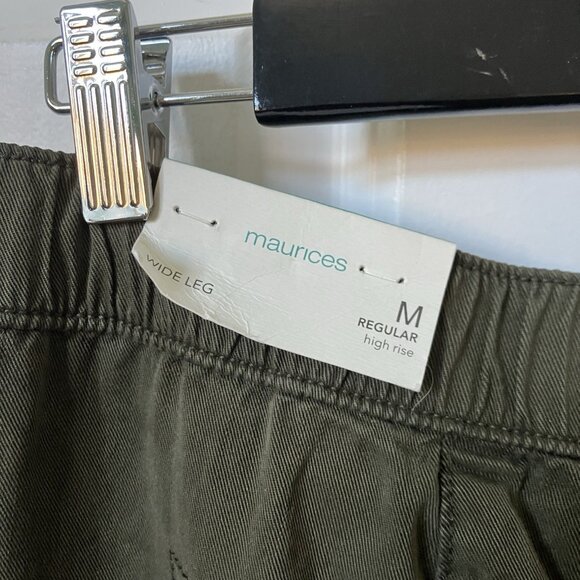 NWT Maurices High Rise Wide Leg Cargo Pants Womens M Olive Green Neutral - Picture 4 of 10